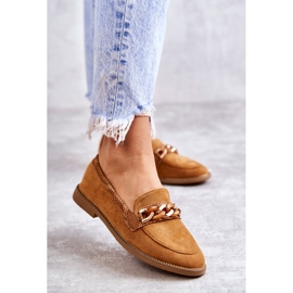 FB2 Mocassins Femme En Daim Avec Chaîne Camel Nolie brun 1