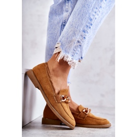 FB2 Mocassins Femme En Daim Avec Chaîne Camel Nolie brun 5