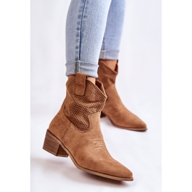 FB1 Santiags Daim Ajourées Avec Surpiqûres Camel Elvire brun 2