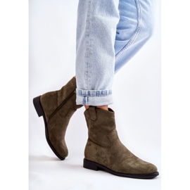 S.Barski Bottes Talons Plats en Daim pour Femme Vert Fiorenz kaki 2