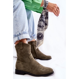 S.Barski Bottes Talons Plats en Daim pour Femme Vert Fiorenz kaki 5