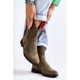S.Barski Bottes Talons Plats en Daim pour Femme Vert Fiorenz kaki 7