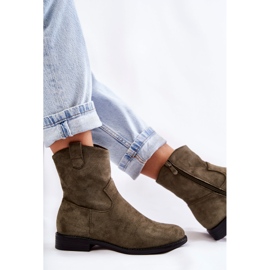 S.Barski Bottes Talons Plats en Daim pour Femme Vert Fiorenz kaki 6
