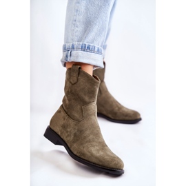 S.Barski Bottes Talons Plats en Daim pour Femme Vert Fiorenz kaki 1