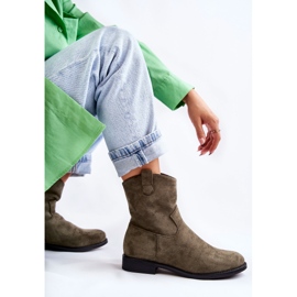 S.Barski Bottes Talons Plats en Daim pour Femme Vert Fiorenz kaki 4