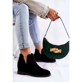 S.Barski Boots Henriette en daim noir à découpes sur talon plat le noir 6
