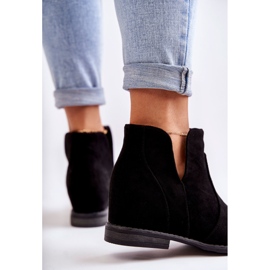S.Barski Boots Henriette en daim noir à découpes sur talon plat le noir 4