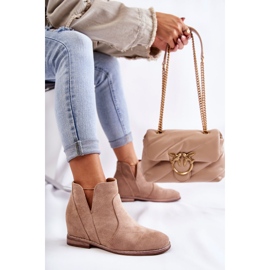 S.Barski Bottines en daim à découpes sur un talon plat Beige Henriette 6