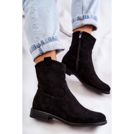 S.Barski Bottes à talon plat en daim pour femmes Noir Fiorenz le noir 5