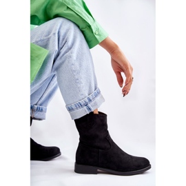 S.Barski Bottes à talon plat en daim pour femmes Noir Fiorenz le noir 3