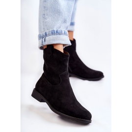 S.Barski Bottes à talon plat en daim pour femmes Noir Fiorenz 1