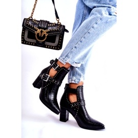 WJ2 Bottines à Talons pour Femme avec Strass Noir Kelin le noir 2