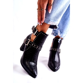 WJ2 Bottines à Talons pour Femme avec Strass Noir Kelin 3