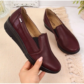 Chaussures à enfiler en cuir Helios W H350L bordeaux rouge multicolore 1