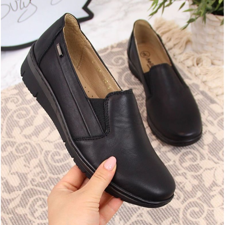 Helios Cuir, chaussures à enfiler le noir 1