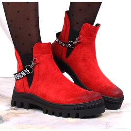 Bottines femme en daim sur plateforme Potocki rouge 5