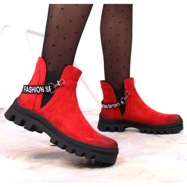 Bottines femme en daim sur plateforme Potocki rouge 6