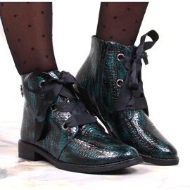 M. DASZYŃSKI Bottes laquées pour femmes isolées vert croco Daszyński SAN5B 7