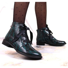 M. DASZYŃSKI Bottes laquées pour femmes isolées vert croco Daszyński SAN5B 6