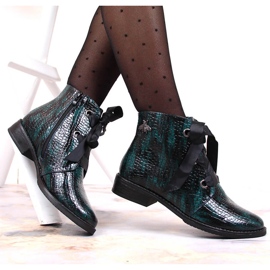 M. DASZYŃSKI Bottes laquées pour femmes isolées vert croco Daszyński SAN5B 5