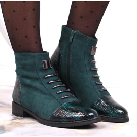 M. DASZYŃSKI Bottes pour femmes isolées vertes Daszyński SAN6 vertes avec fermeture éclair 6