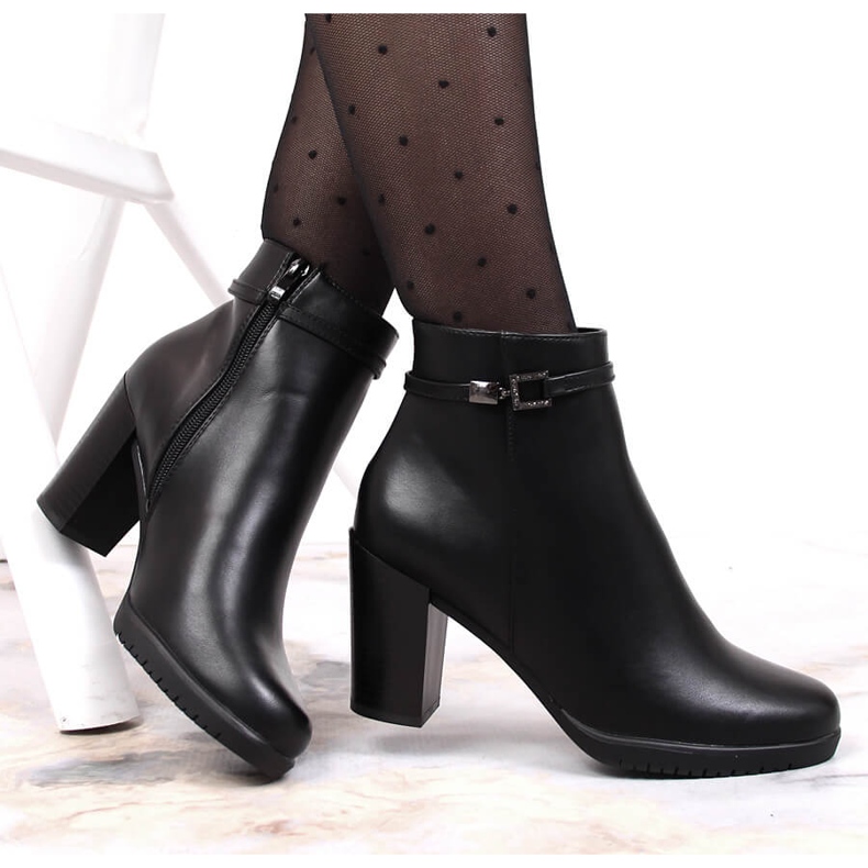 Bottines noires à talons femme Sergio Leone avec zircons cubiques 1