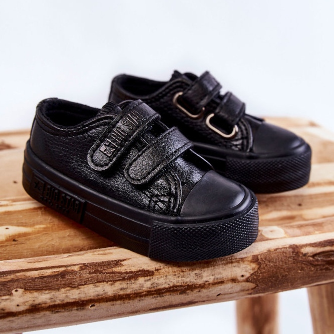 Baskets En Cuir Pour Enfants Avec Velcro Big Star KK374054 Noir 2