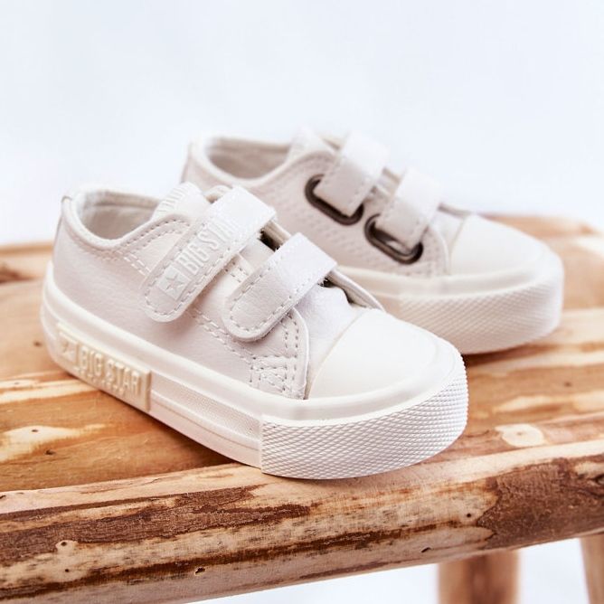 Baskets En Cuir Pour Enfants Avec Velcro Big Star KK374091 Blanc blanche 1