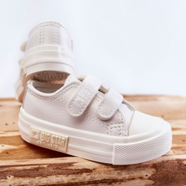 Baskets En Cuir Pour Enfants Avec Velcro Big Star KK374091 Blanc blanche 2