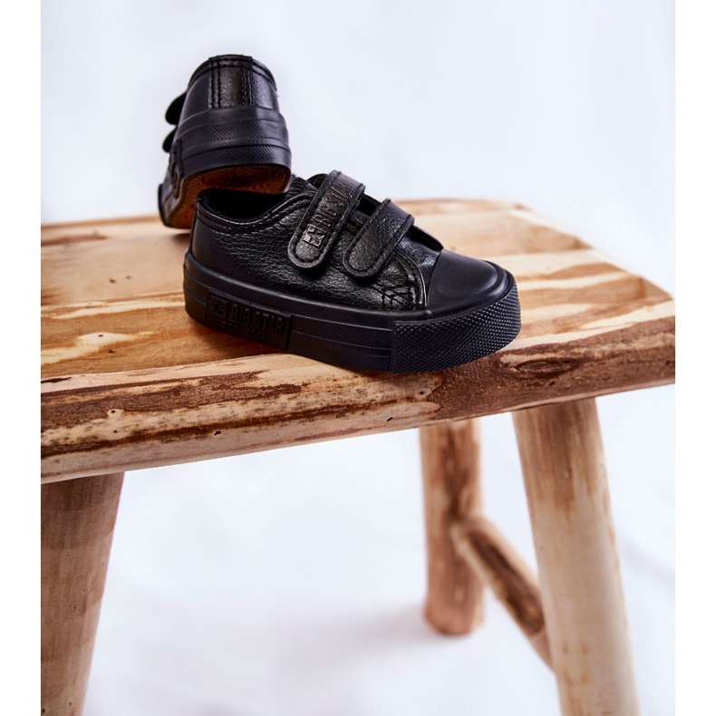 Baskets En Cuir Pour Enfants Avec Velcro Big Star KK374090 Noir le noir 2