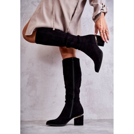 PS1 Bottes Classiques En Daim Avec Fermeture Éclair Noir Leyette 2