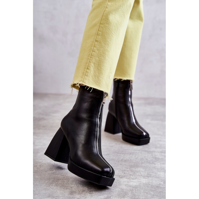 Bottines à gros talons pour femmes avec fermeture éclair Noir Carrera le noir 1