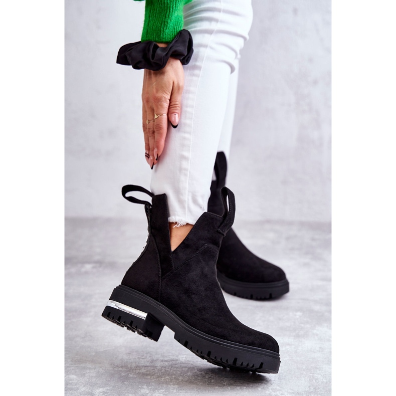 PS1 Bottines en daim noires Elvera avec découpes le noir 1