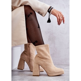 Bottines en Daim pour Femme à Talons Hauts Beige clair Ramira 6