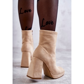 Bottines en Daim pour Femme à Talons Hauts Beige clair Ramira 3