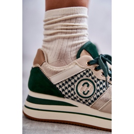 FB2 Chaussures Sport Femme Tendance Sur Compensée Beige-Vert Aronne 2