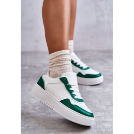 Chaussures de sport basses pour femmes sur la plate-forme blanches et vertes Kyllie 1