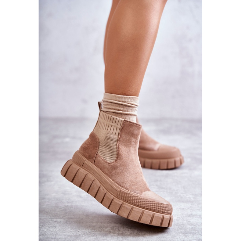 FB2 Bottes à enfiler à la mode sur la plate-forme Jenna beige foncé 1 FB2 Bottes à enfiler à la mode sur la plate-forme Jenna beige foncé 1