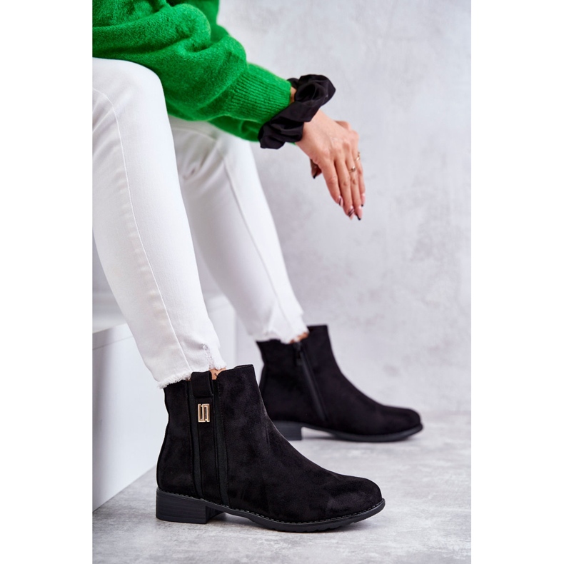 S.Barski Bottes Femme En Daim Avec Ornement Giana Noir 1