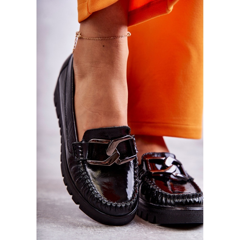 PL5 Mocassins en cuir pour femmes sur la plate-forme Venesia noire le noir 1