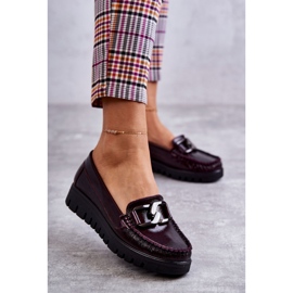 PL5 Mocassins en cuir pour femmes sur la plate-forme Venesia Bordeaux rouge multicolore 1