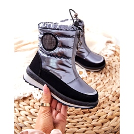Evento Bottes de neige Bottes hautes pour enfants Miss❤E 21DZ23-4324 Gris noir argent 1