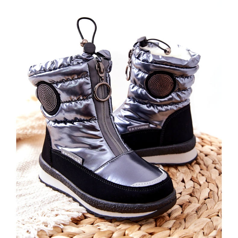 Evento Bottes de neige Bottes hautes pour enfants Miss❤E 21DZ23-4324 Gris noir argent 3