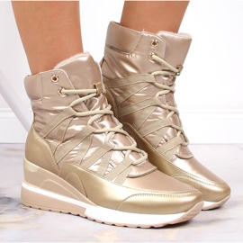 Bottes femme, baskets compensées dorées Potocki d'or 7