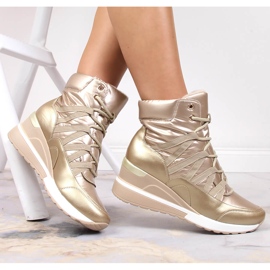 Bottes femme, baskets compensées dorées Potocki d'or 5