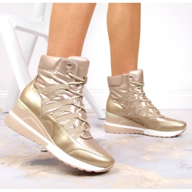 Bottes femme, baskets compensées dorées Potocki d'or 6
