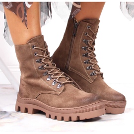 Bottes pour femmes, bottes en daim marron Potocki brun 6