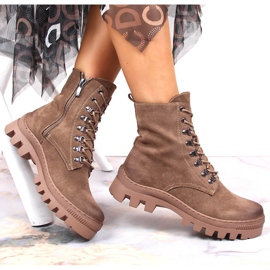 Bottes pour femmes, bottes en daim marron Potocki brun 5