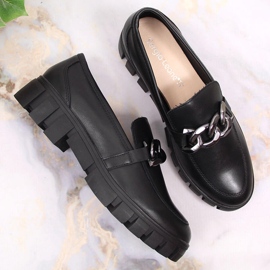 Mocassins pour femmes sur une plate-forme avec une chaîne noire Sergio Leone le noir 7