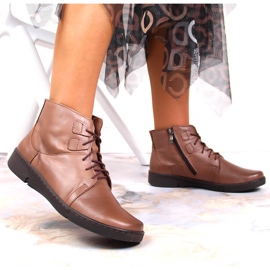 Bottes en cuir marron confortables pour femmes isolées marron Łukbut LUK1816B brun 6
